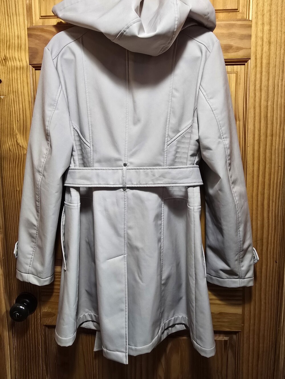 Liz Claiborne Hooded Trench Coat Lg Animal Print - Picture 8 of 8
